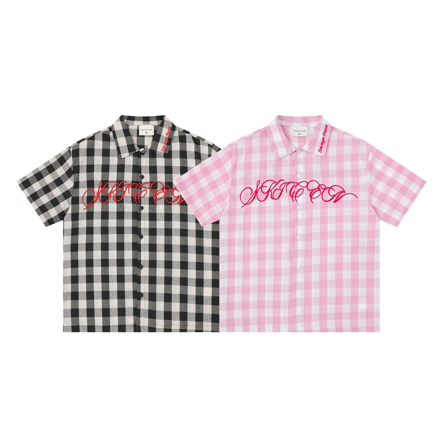 Embroidered short sleeves with letters