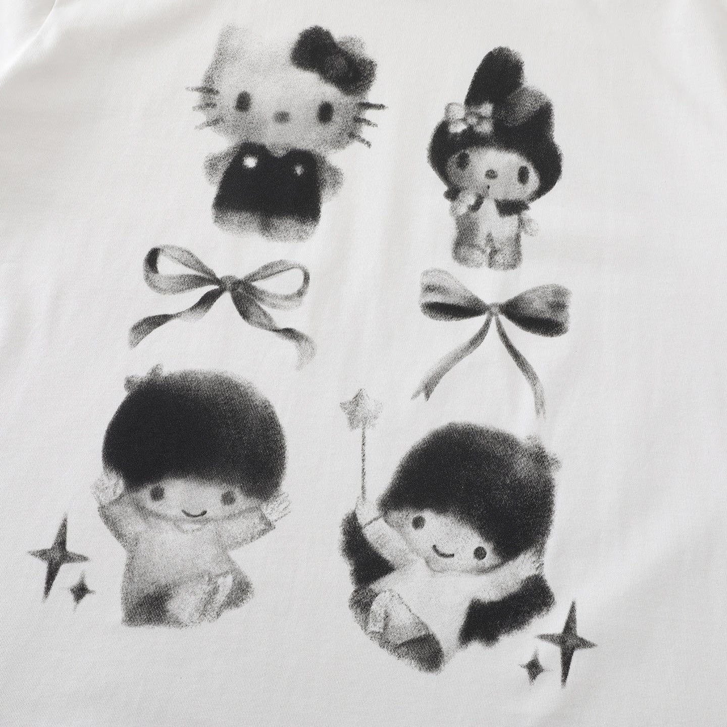 Loose Round Neck Short Sleeve Cartoon KT Cat Print T-Shirt for Women